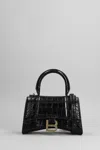 Balenciaga Hourglass Small Croc-effect Leather Crossbody Bag In Black