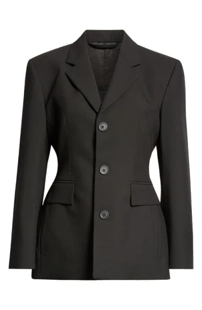 Balenciaga Hourglass Single Breasted Wool Grain De Poudre Blazer In 1000 Black