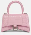 Balenciaga Hourglass Small Croc-effect Tote Bag In Powder Pink
