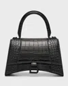 Balenciaga Hourglass Small Croc-embossed Bag In 1000 Black