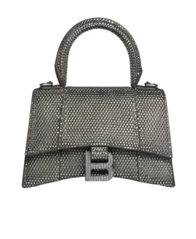 Balenciaga Hourglass Small Crystal Shoulder Bag In Black