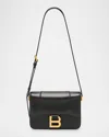 Balenciaga Black Leather Small Hourglass Crossbody Bag In Black