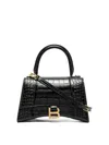 Balenciaga Borsa Hourglass Small Con Lavorazione Coccodrillo Da Donna In Nero In Black