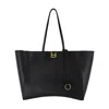 Balenciaga Hourglass Soft Tote Large Shopping Bag In Black