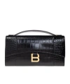 Balenciaga Hourglass Croc-effect Patent-leather Shoulder Bag In Black