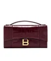 Balenciaga Hourglass Top Handle Bag In Burgundy