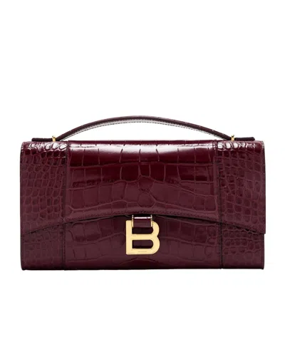 Balenciaga Hourglass Top Handle Bag In Burgundy