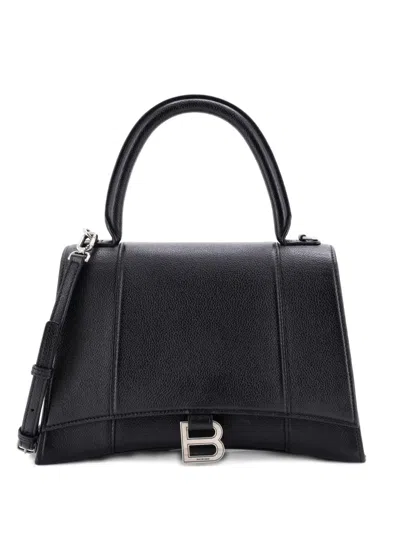 Pre-owned Balenciaga Hourglass Top Handle Bag Leather Medium Satchel In Black