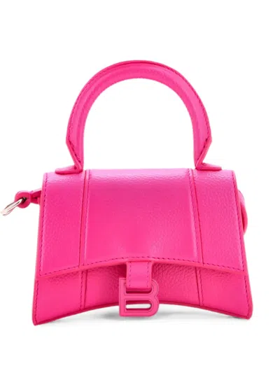 Pre-owned Balenciaga Hourglass Top Handle Bag Leather Mini Crossbody Bag In Pink