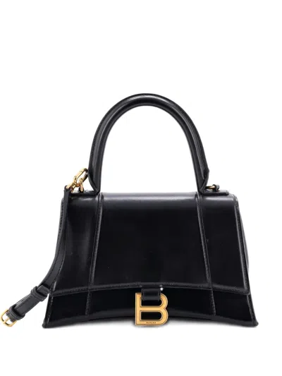 Pre-owned Balenciaga Hourglass Top Handle Bag Leather Small Satchel In Black