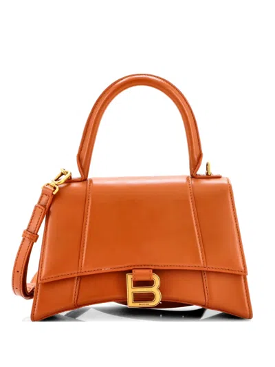 Pre-owned Balenciaga Hourglass Top Handle Bag Leather Small Satchel In Brown
