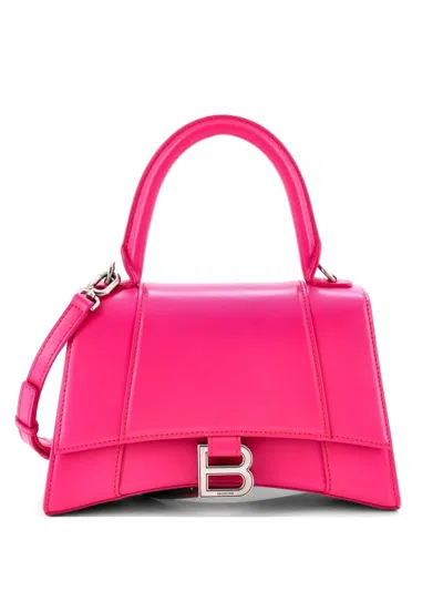Pre-owned Balenciaga Hourglass Top Handle Bag Leather Small Satchel In Pink