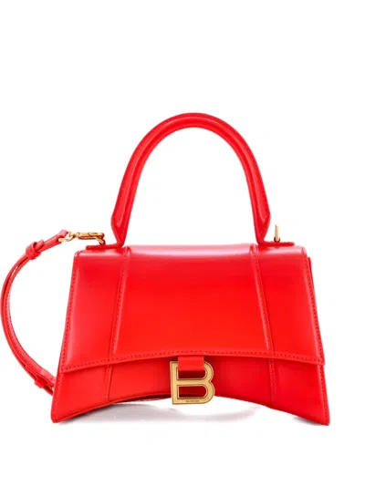 Pre-owned Balenciaga Hourglass Top Handle Bag Leather Small Satchel In Red