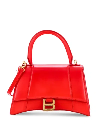 Pre-owned Balenciaga Hourglass Top Handle Bag Leather Small Satchel In Red