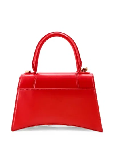 Pre-owned Balenciaga Hourglass Top Handle Bag Leather Small Satchel In Red