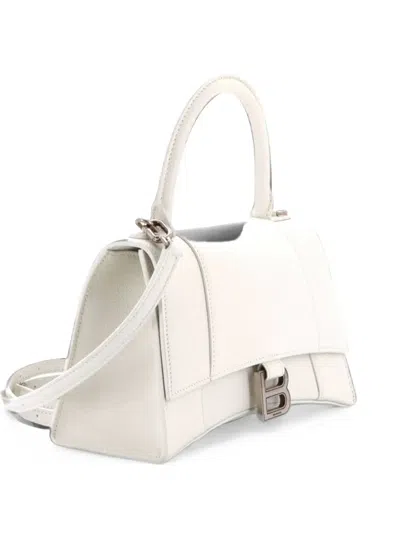 Pre-owned Balenciaga Hourglass Top Handle Bag Leather Small Satchel In White