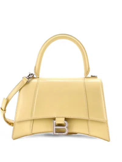 Pre-owned Balenciaga Hourglass Top Handle Bag Leather Small Satchel In Yellow
