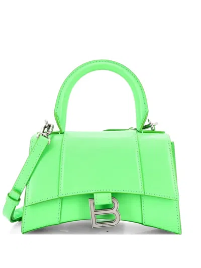 Pre-owned Balenciaga Hourglass Top Handle Bag Leather Xs Crossbody Bag In Green