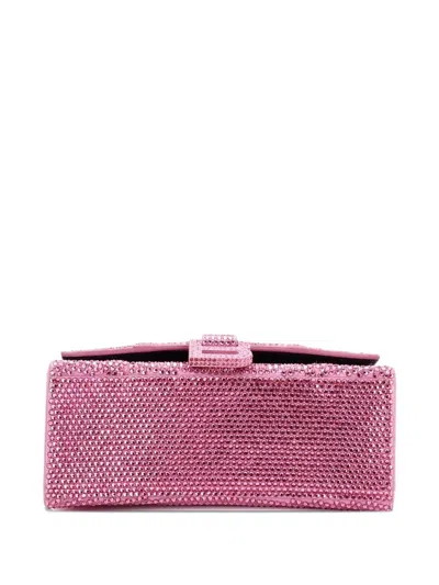 Pre-owned Balenciaga Hourglass Top Handle Bag Suede With Crystals Xs Crossbody Bag In Pink