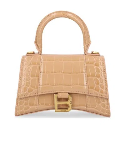 Balenciaga Hourglass Top-handle Tote Bag In Nude