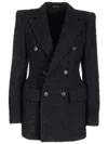 Balenciaga Double-breasted Bouclé Blazer In Black