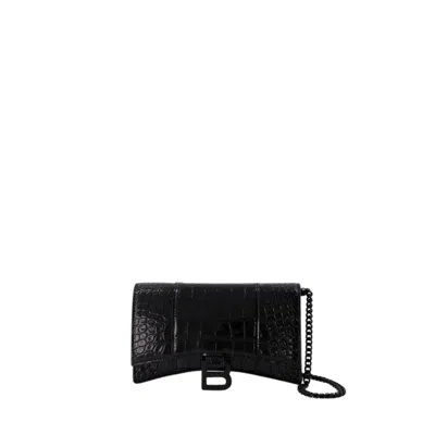 Balenciaga Hourglass Wallet On Chain - Leather - Black