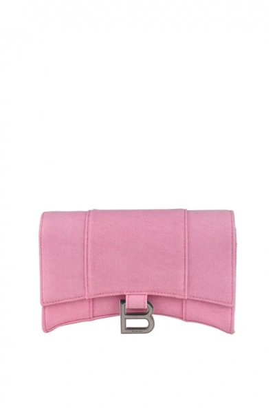 Balenciaga Hourglass Wallet On Chain In Pink