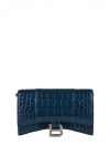 Balenciaga Women Hourglass Wallet On Chain In Blue