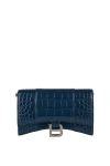 Balenciaga Women Hourglass Wallet On Chain In Blue
