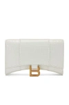 Balenciaga Hourglass Leather Wallet On Chain In Optic White