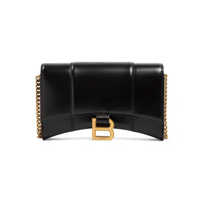 Balenciaga Hourglass Wallet On Chain Smallleathergoods In Black