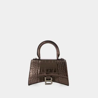 Balenciaga Hourglass Xs Bag -  - Leather - Dark Bronze In Metallic