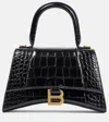 Balenciaga Borsa Hourglass Small Con Lavorazione Coccodrillo Da Donna In Nero In Black