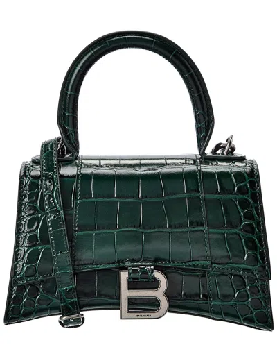 Balenciaga Hourglass Xs Croc-embossed Leather Top Handle Satchel