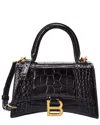Balenciaga Borsa Hourglass Small Con Lavorazione Coccodrillo Da Donna In Nero
