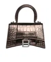 Balenciaga Hourglass Xs Croc-embossed Leather Top Handle Satchel In Black
