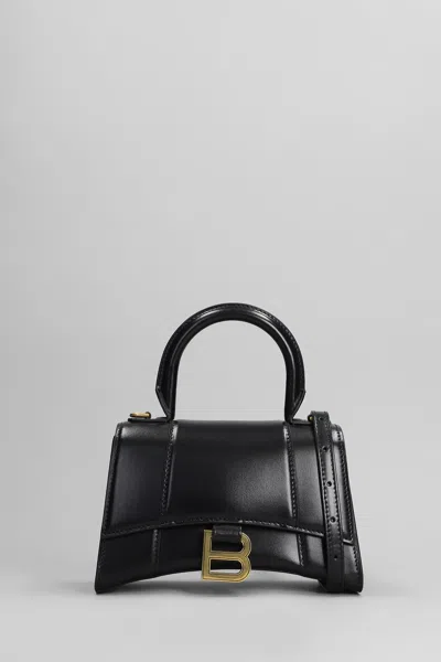 Balenciaga Hourglass Xs Top Handle Bag In Patent Leather In Black