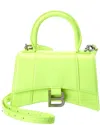Balenciaga Hourglass Xs Leather Top Handle Clutch In Yellow