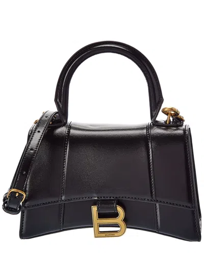 BALENCIAGA BALENCIAGA HOURGLASS XS LEATHER TOP HANDLE SATCHEL