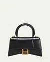 Balenciaga Hourglass Xs Shiny Box Calf Top-handle Bag In Black