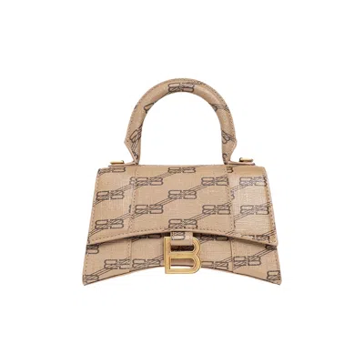 Pre-owned Balenciaga Hourglass Xs Shoulder Bag 'beige/brown' In Tan