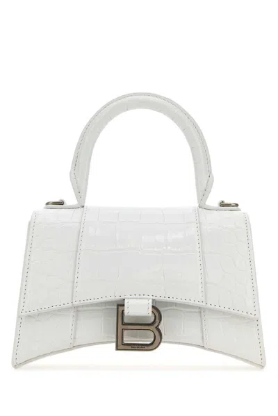 Balenciaga Hourglass Xs Top Handle Bag In White