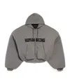 Balenciaga Human Being Round Zip-up Hoodie In Dark Gray