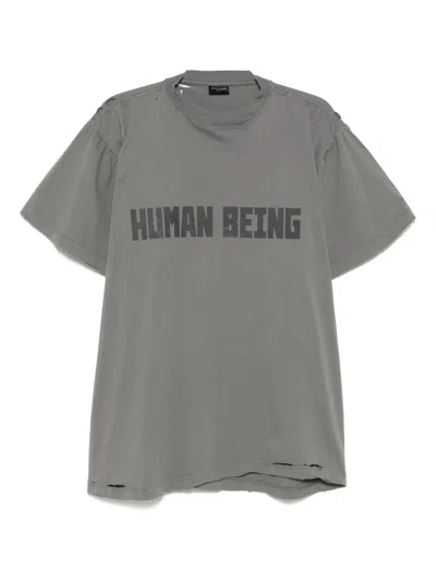 Balenciaga Human Being T-shirt In Grey