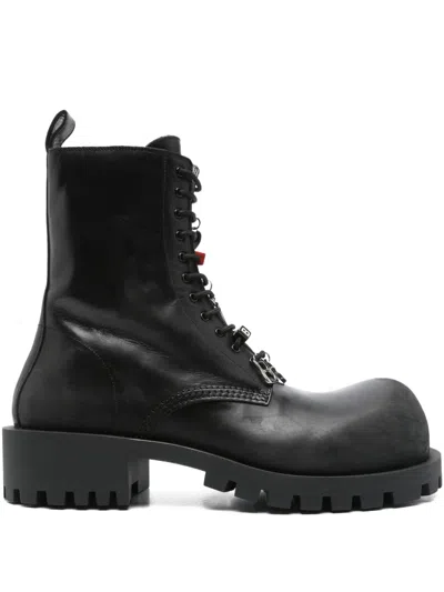 Balenciaga Hummer Lace-up Boots In Black