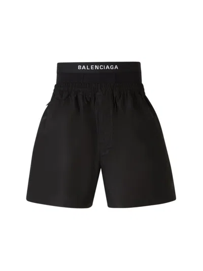 Balenciaga Hybrid Cotton Boxer Shorts In Black