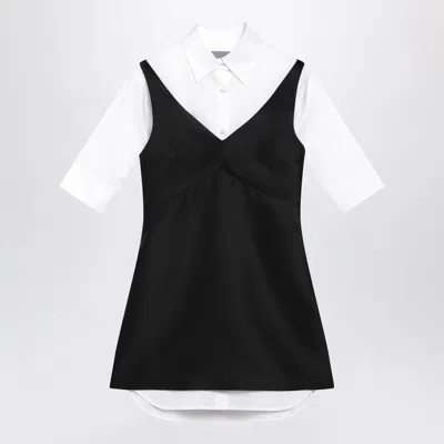 Balenciaga Hybrid Chemisier Mini Dress In Wool And Silk Black