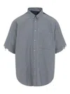 Balenciaga Breezy Linen-cotton Blend Short-sleeve Shirt In Blue