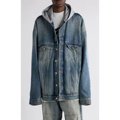 Balenciaga Hybrid Logo Jacket In 4245 Sun Bleached Blue