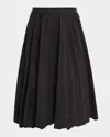 Balenciaga Hybrid Pleated Wool-ramie Midi Skirt In Black